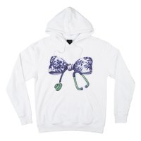 Cute Gift Floral Blue Coquette Bow Stethoscope Nurse Doctor Hoodie