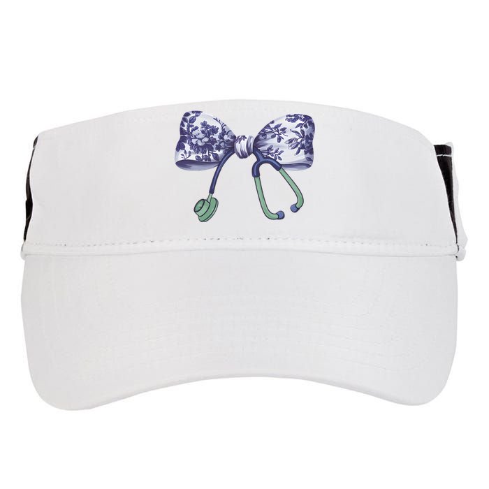 Cute Gift Floral Blue Coquette Bow Stethoscope Nurse Doctor Adult Drive Performance Visor