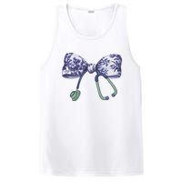 Cute Gift Floral Blue Coquette Bow Stethoscope Nurse Doctor PosiCharge Competitor Tank