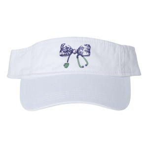 Cute Gift Floral Blue Coquette Bow Stethoscope Nurse Doctor Valucap Bio-Washed Visor