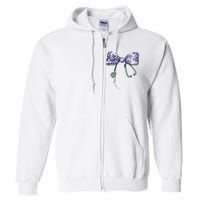 Cute Gift Floral Blue Coquette Bow Stethoscope Nurse Doctor Full Zip Hoodie