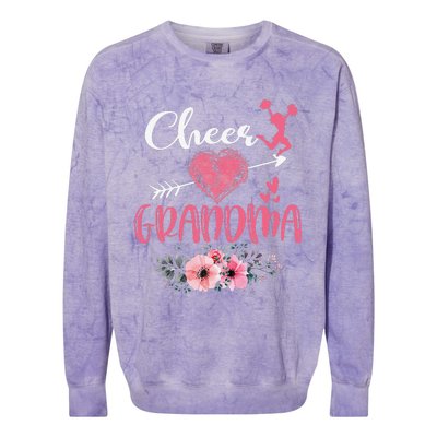 Cheer Grandma Floral Funny Cheerleader Heart Mother's Day Colorblast Crewneck Sweatshirt