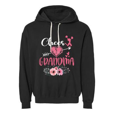 Cheer Grandma Floral Funny Cheerleader Heart Mother's Day Garment-Dyed Fleece Hoodie