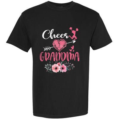 Cheer Grandma Floral Funny Cheerleader Heart Mother's Day Garment-Dyed Heavyweight T-Shirt