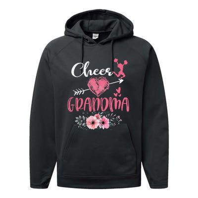 Cheer Grandma Floral Funny Cheerleader Heart Mother's Day Performance Fleece Hoodie