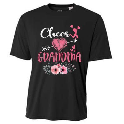 Cheer Grandma Floral Funny Cheerleader Heart Mother's Day Cooling Performance Crew T-Shirt