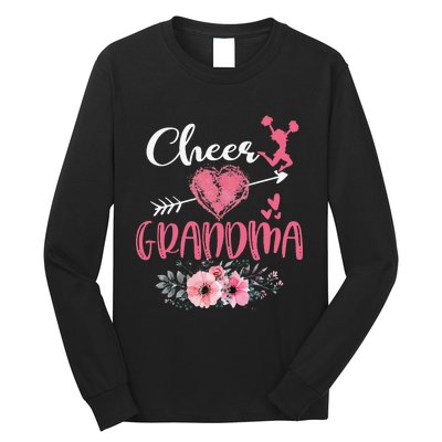 Cheer Grandma Floral Funny Cheerleader Heart Mother's Day Long Sleeve Shirt