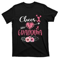 Cheer Grandma Floral Funny Cheerleader Heart Mother's Day T-Shirt