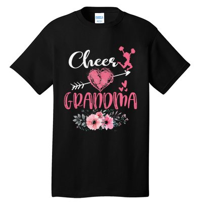 Cheer Grandma Floral Funny Cheerleader Heart Mother's Day Tall T-Shirt