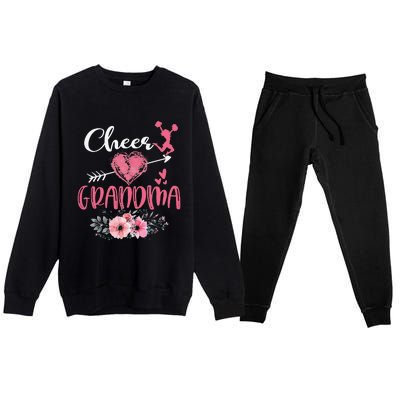 Cheer Grandma Floral Funny Cheerleader Heart Mother's Day Premium Crewneck Sweatsuit Set