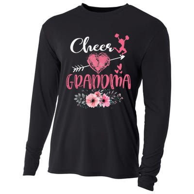 Cheer Grandma Floral Funny Cheerleader Heart Mother's Day Cooling Performance Long Sleeve Crew