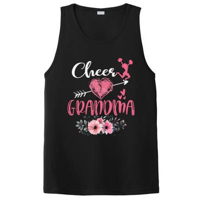 Cheer Grandma Floral Funny Cheerleader Heart Mother's Day PosiCharge Competitor Tank