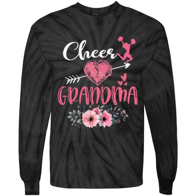 Cheer Grandma Floral Funny Cheerleader Heart Mother's Day Tie-Dye Long Sleeve Shirt