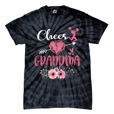 Cheer Grandma Floral Funny Cheerleader Heart Mother's Day Tie-Dye T-Shirt