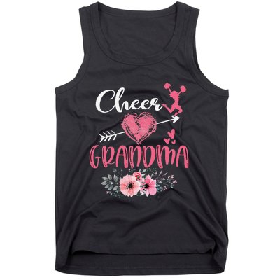 Cheer Grandma Floral Funny Cheerleader Heart Mother's Day Tank Top