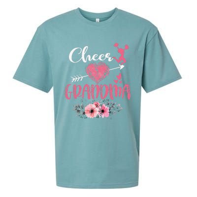 Cheer Grandma Floral Funny Cheerleader Heart Mother's Day Sueded Cloud Jersey T-Shirt