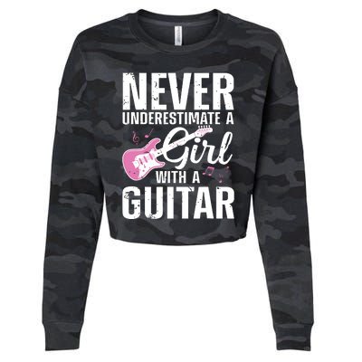 Cool Guitar For Women Girl Guitarist Acoustic Guitar Lovers Cropped Pullover Crew