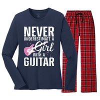 Cool Guitar For Women Girl Guitarist Acoustic Guitar Lovers Women's Long Sleeve Flannel Pajama Set 