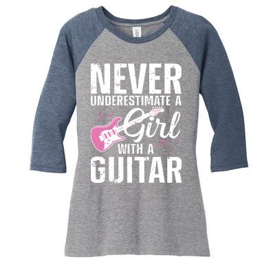 Cool Guitar For Women Girl Guitarist Acoustic Guitar Lovers Women's Tri-Blend 3/4-Sleeve Raglan Shirt