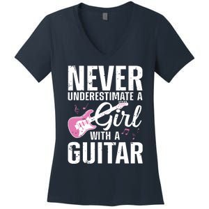 Cool Guitar For Women Girl Guitarist Acoustic Guitar Lovers Women's V-Neck T-Shirt