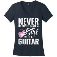 Cool Guitar For Women Girl Guitarist Acoustic Guitar Lovers Women's V-Neck T-Shirt