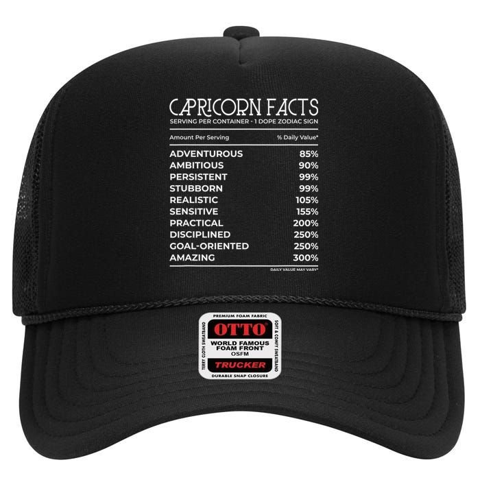 Capricorn Gifts Funny Dec Jan Birthday Astrology Zodiac Sign High Crown Mesh Back Trucker Hat