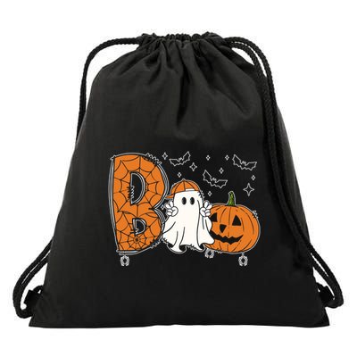 Cute Ghost Funny Ghost Boo Halloween Spooky Vibes Cute Gift Drawstring Bag