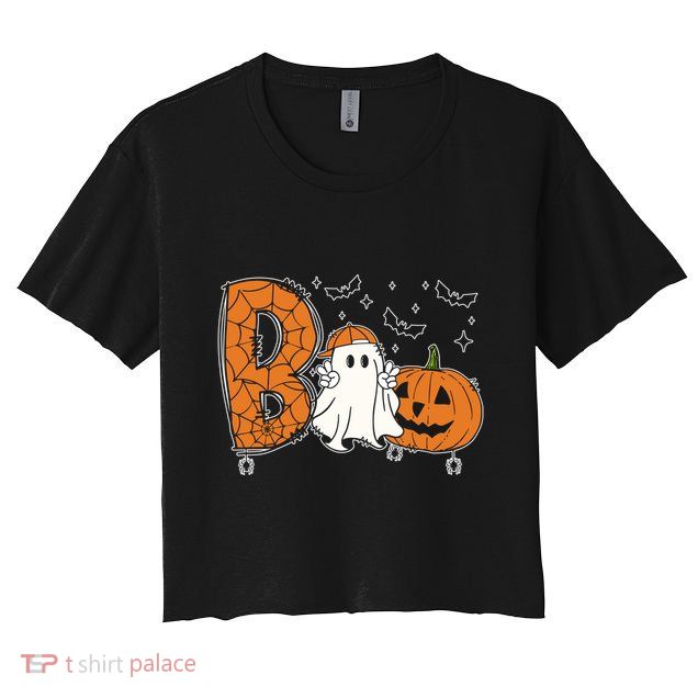 Cute Ghost Funny Ghost Boo Halloween Spooky Vibes Cute Gift Crop Top