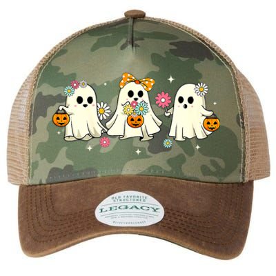 Cute Ghost Floral Groovy Vintage Halloween Spooky Season Legacy Tie Dye Trucker Hat