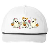 Cute Ghost Floral Groovy Vintage Halloween Spooky Season Snapback Five-Panel Rope Hat