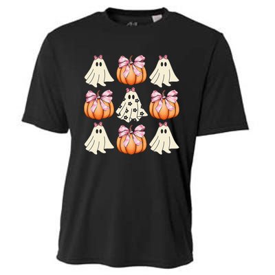 Cute Ghost Florals Coquette Bows Pumpkins Halloween Cooling Performance Crew T-Shirt