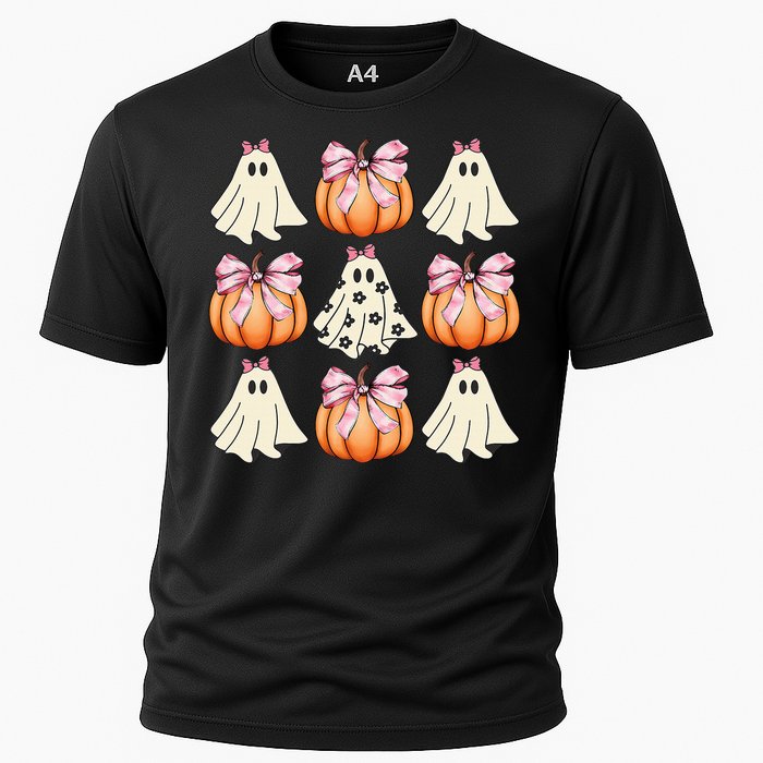 Cute Ghost Florals Coquette Bows Pumpkins Halloween Cooling Performance Crew T-Shirt