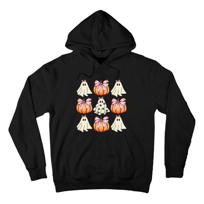 Cute Ghost Florals Coquette Bows Pumpkins Halloween Hoodie