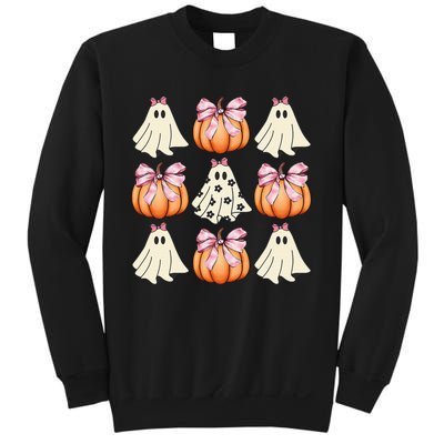 Cute Ghost Florals Coquette Bows Pumpkins Halloween Sweatshirt