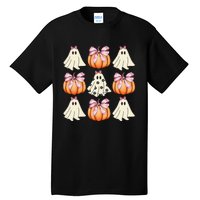 Cute Ghost Florals Coquette Bows Pumpkins Halloween Tall T-Shirt