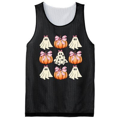 Cute Ghost Florals Coquette Bows Pumpkins Halloween Mesh Reversible Basketball Jersey Tank