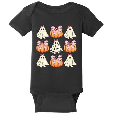 Cute Ghost Florals Coquette Bows Pumpkins Halloween Baby Bodysuit