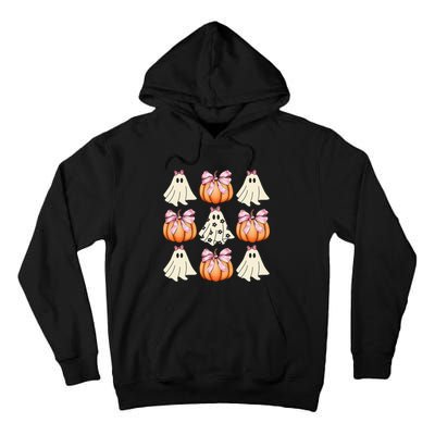 Cute Ghost Florals Coquette Bows Pumpkins Halloween Tall Hoodie