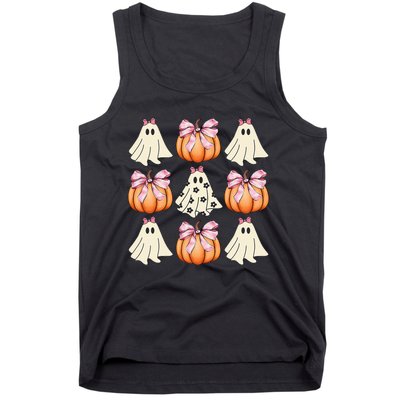 Cute Ghost Florals Coquette Bows Pumpkins Halloween Tank Top