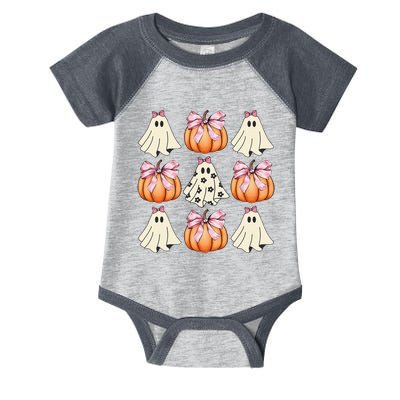 Cute Ghost Florals Coquette Bows Pumpkins Halloween Infant Baby Jersey Bodysuit