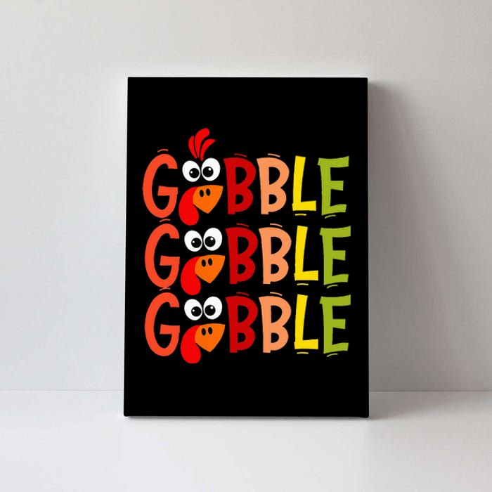 Cute Gobble Gobble Turkey Pilgrim Little  Thanksgiving Canvas