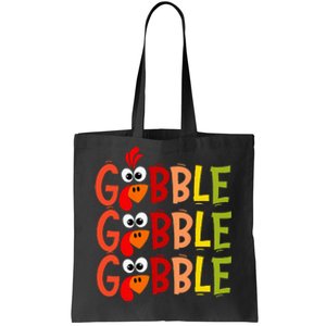 Cute Gobble Gobble Turkey Pilgrim Little  Thanksgiving Tote Bag