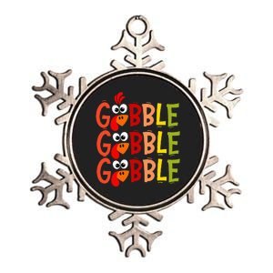 Cute Gobble Gobble Turkey Pilgrim Little  Thanksgiving Metallic Star Ornament