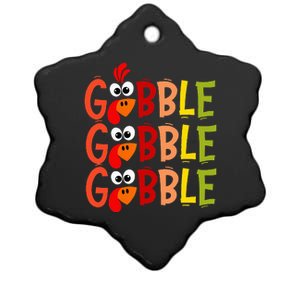 Cute Gobble Gobble Turkey Pilgrim Little  Thanksgiving Ceramic Star Ornament