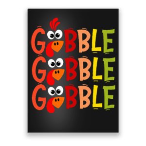 Cute Gobble Gobble Turkey Pilgrim Little  Thanksgiving Poster