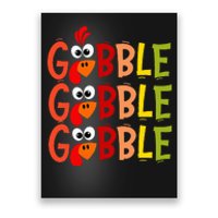 Cute Gobble Gobble Turkey Pilgrim Little  Thanksgiving Poster