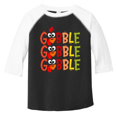 Cute Gobble Gobble Turkey Pilgrim Little  Thanksgiving Toddler Fine Jersey T-Shirt