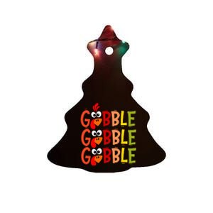 Cute Gobble Gobble Turkey Pilgrim Little  Thanksgiving Ceramic Tree Ornament