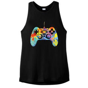 Colorful Gamer Graphic Gaming Controller Graphic Ladies PosiCharge Tri-Blend Wicking Tank