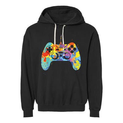 Colorful Gamer Graphic Gaming Controller Graphic Garment-Dyed Fleece Hoodie